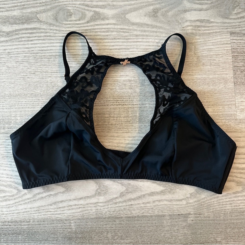 Savage X Fenty Black Lace Halter Neck Bralette
